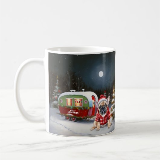 Mug Winter French Bulldog Caravan Christmas Adventure (Gauche)
