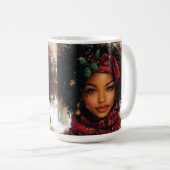 Mug Winter Glow Afrocentric Queen – Holiday Art (Devant droit)