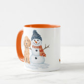 Mug Winter Goldendoodle Dog Cute Snowman (Devant gauche)
