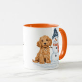 Mug Winter Goldendoodle Dog Cute Snowman (Devant droit)