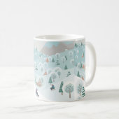 Mug Winter landscape with snow, trees and children on (Devant droit)