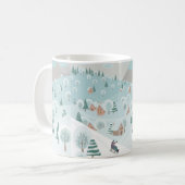 Mug Winter landscape with snow, trees and children on (Devant gauche)