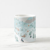Mug Winter landscape with snow, trees and children on (Centre)