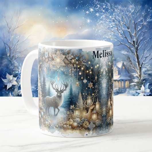 Mug Winter Magie Ajouter le nom Buck Deer Christmas Gi