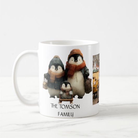 Mug Winter Penguin Family Personalized Design (Gauche)