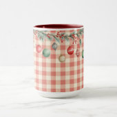 Mug Winter Red Christmas gingham with ornaments (Centre)