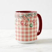 Mug Winter Red Christmas gingham with ornaments (Devant droit)