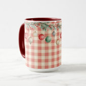 Mug Winter Red Christmas gingham with ornaments (Devant gauche)