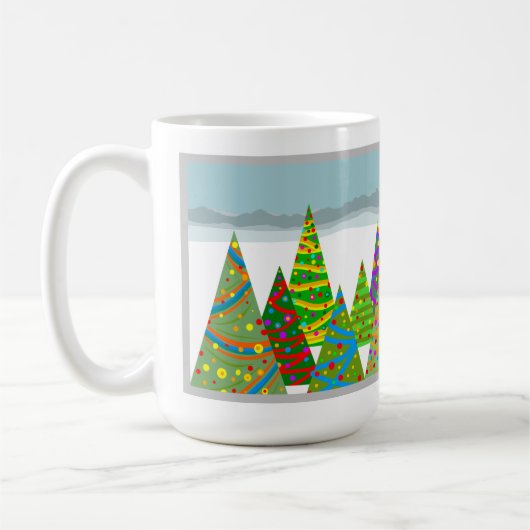 Mug Winter scene with xmas trees (Gauche)