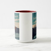 Mug Winter Snow Scene Teal Sky Retro Landscape (Centre)