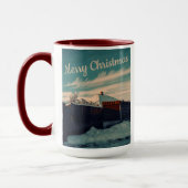 Mug Winter Snow Scene Teal Sky Retro Landscape (Gauche)