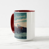 Mug Winter Snow Scene Teal Sky Retro Landscape (Devant gauche)