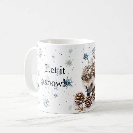 Mug Winter Snowflakes Hedgehog Let it snow Christmas (Devant gauche)