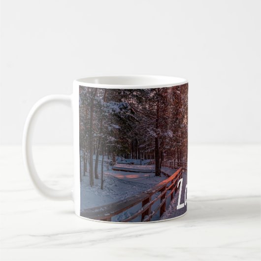 Mug Winter sunset in pine forest near sea (Gauche)