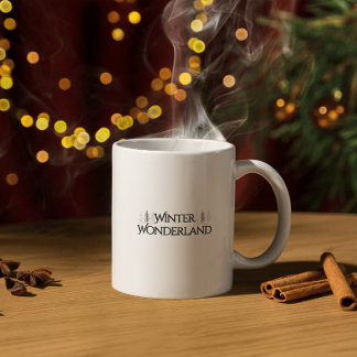 Mug Winter Wonderland - Élégant texte et pins