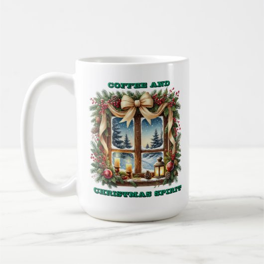 Mug Winter Wonderland Vue à travers une fenêtre décoré (Gauche)