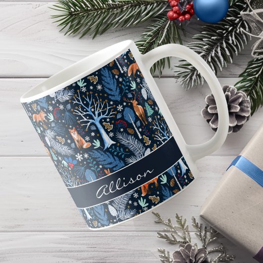Mug Winter Woodland Blue/Gold ID785