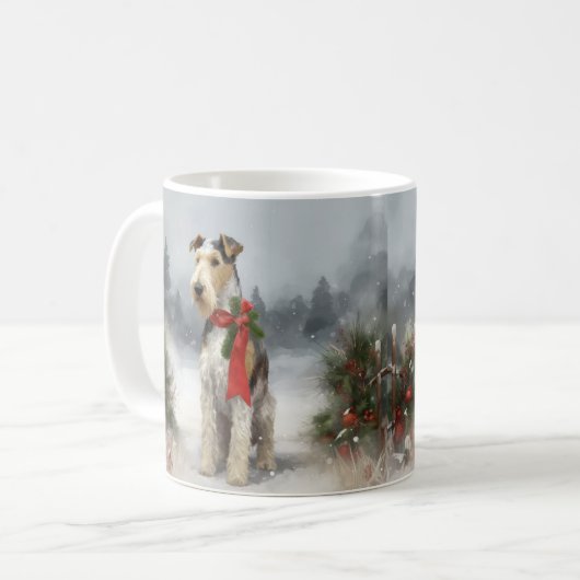 Mug Wirefox Terrier Chien de Noël de neige (Devant gauche)