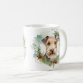 Mug Wirefox Terrier Festive de Noël Wreath Pup (Devant droit)