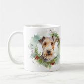 Mug Wirefox Terrier Festive de Noël Wreath Pup (Gauche)