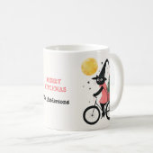 Mug Witch Cat Cycling with Xmas Tree Quirky Christmas (Devant droit)