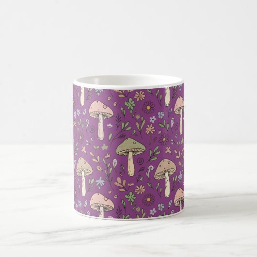 Mug Witchy Plum Purple Fungi Seamless Pattern Gift (Centre)