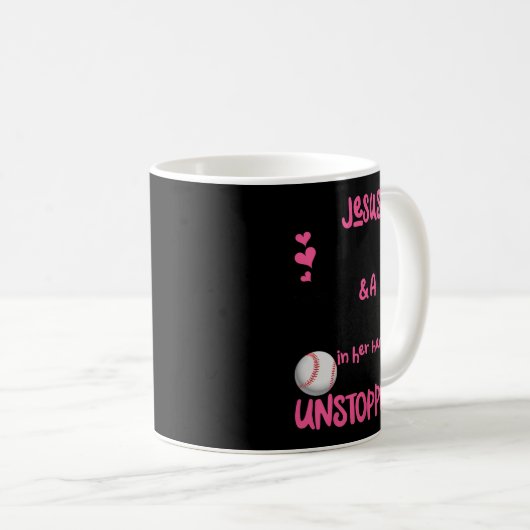 Mug With Jesus In Her Heart And A Softball She Is Unst (Devant droit)