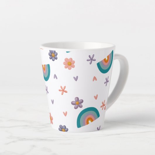 Mug with Rainbow and Stars – Cute Aesthetic Design Latte Mok (Rechterhoek)