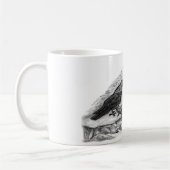 Mug Wolf and Raven black and white design (Gauche)