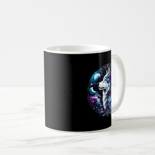 Mug Wolf Celestial Dream Night Howling Moon Funny Wolv (Devant droit)