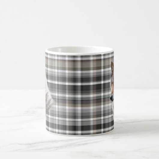Mug Wolf Head Cabine Mountain Grey Plaid Rustique (Centre)