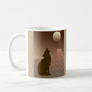 Mug Wolf Howling à la Lune en Brown et Tan
