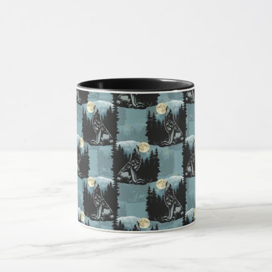 Mug Wolf Howling À Moon Design Motif (Centre)