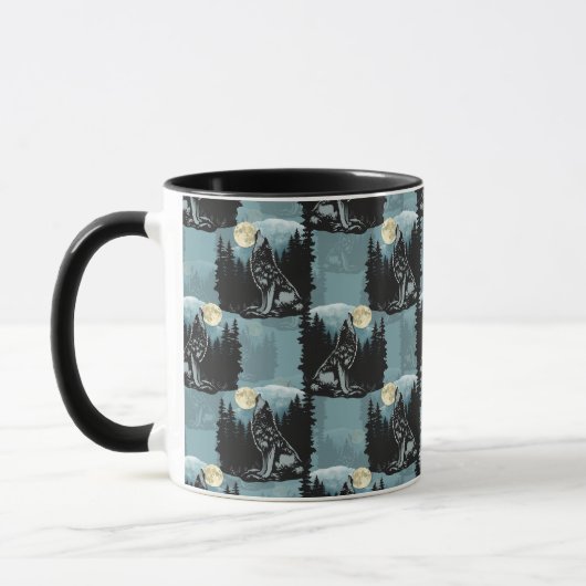 Mug Wolf Howling À Moon Design Motif (Gauche)