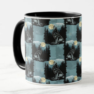 Mug Wolf Howling À Moon Design Motif