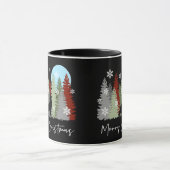 Mug Wolf Howling Dans La Forêt Joyeux Arbres De Noël (Centre)