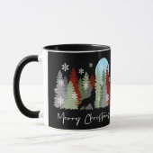Mug Wolf Howling Dans La Forêt Joyeux Arbres De Noël (Gauche)