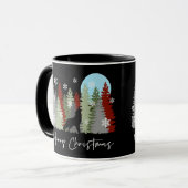 Mug Wolf Howling Dans La Forêt Joyeux Arbres De Noël (Devant gauche)