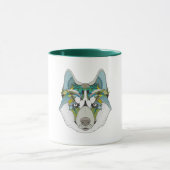 Mug Wolf husky embelli vert bleu (Centre)