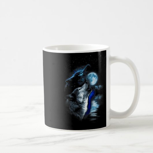 Mug Wolf Moon Lake Wolf Howling Pleine lune Wolf Graph (Droite)