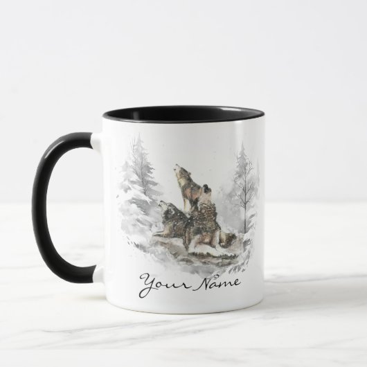 Mug Wolf Pack Howling Chanson d'hiver Chorus Animal Ar (Gauche)