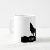Mug Wolf Pop Art Votre Nom Personnalisé Noir Blanc (Devant gauche)