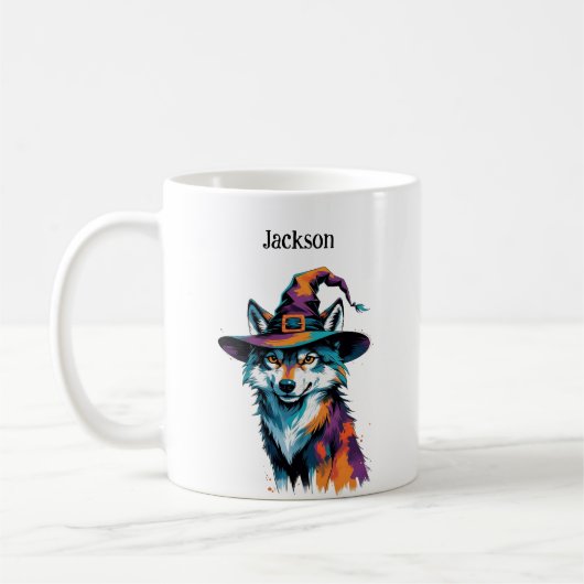 Mug Wolf Portant Une Sorcière Casquette Halloween (Gauche)