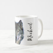 Mug Wolf Portrait Votre nom Écriture personnalisée (Devant droit)