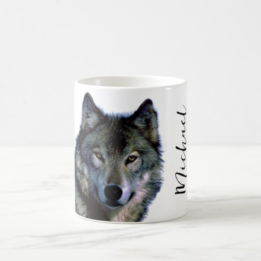 Mug Wolf Portrait Votre nom Écriture personnalisée (Centre)