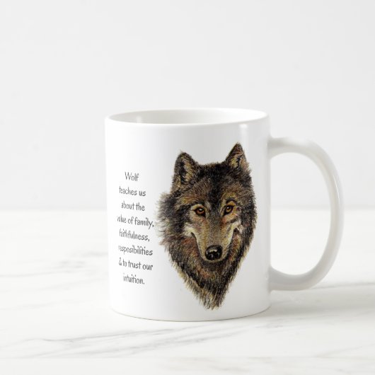 Mug Wolf Totem Animal Guide Aquarelle Nature Art (Droite)