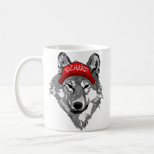 Mug Wolf White&Black Red Baseball Nom du Casquette Équ (Gauche)