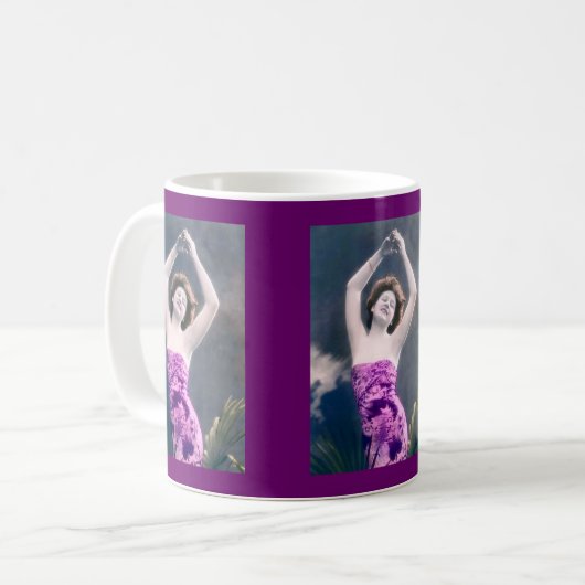 Mug woman in purple sarong , arms raised as if dancing (Devant gauche)