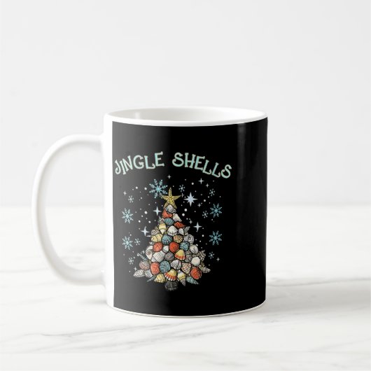 Mug Womens Jingle Shells Christmas Tree Snowflakes Cel (Gauche)
