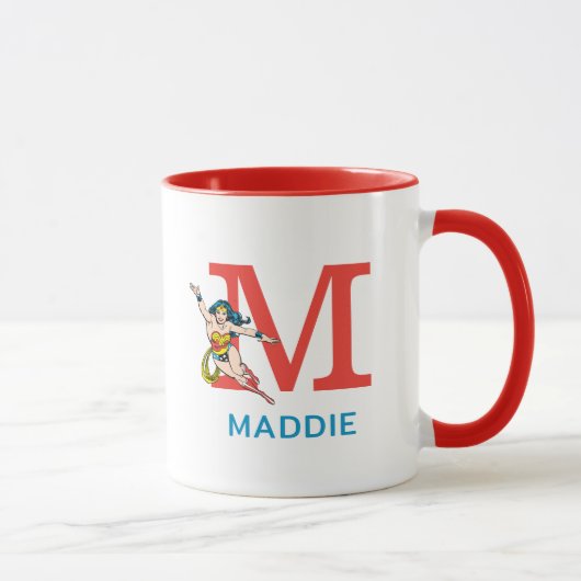 Mug Wonder Woman Flying | Ajouter votre monogramme et (Droite)